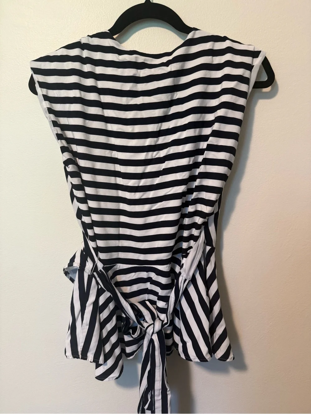 LOFT Blue and White Striped Wrap Blouse Top EUC medium